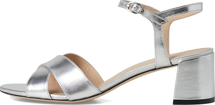 Stuart Weitzman Dayna Block 50 Women's Wedge Shoes Silver : 7.5 M, Leather - Image 6