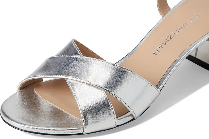 Stuart Weitzman Dayna Block 50 Women's Wedge Shoes Silver : 7.5 M, Leather - Image 7