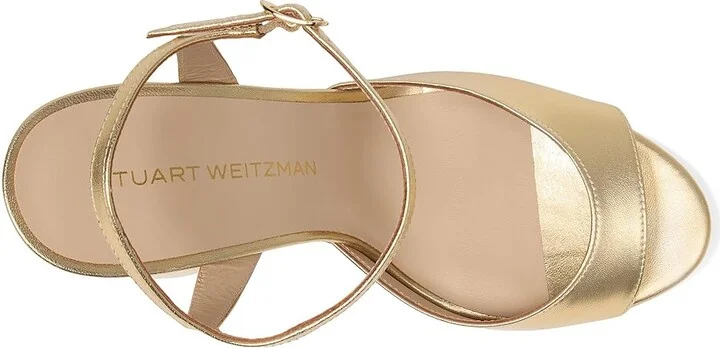 Stuart Weitzman Dayna Boost Platform Women's Shoes Golden : 9 N, Leather - Image 2