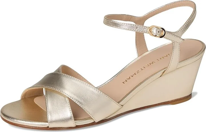 Stuart Weitzman Dayna Demi Wedge Women's Wedge Shoes Light Gold : 5 M, Leather - Image 5