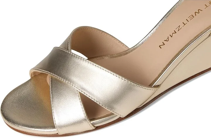 Stuart Weitzman Dayna Demi Wedge Women's Wedge Shoes Light Gold : 5 M, Leather - Image 7