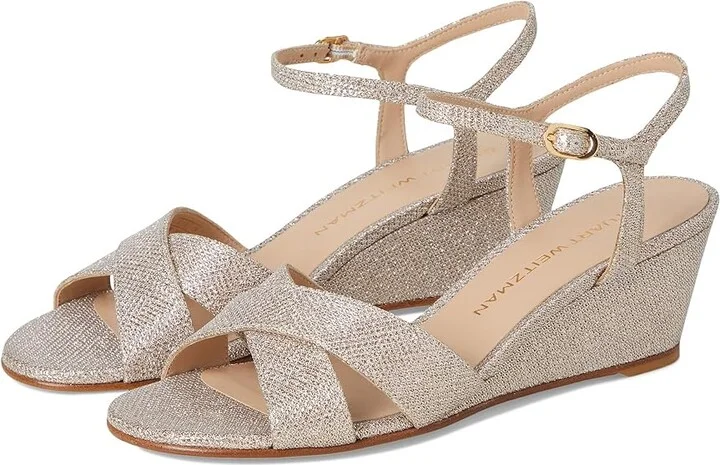 Stuart Weitzman Dayna Demi Wedge Women's Wedge Shoes Poudre : 6.5 M, Leather