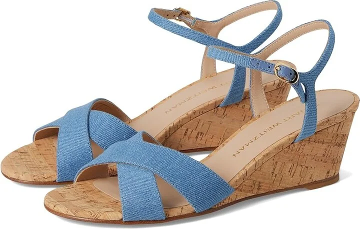 Stuart Weitzman Dayna Demi Wedge Women's Wedge Shoes Washed/Natural : 8 M, Leather