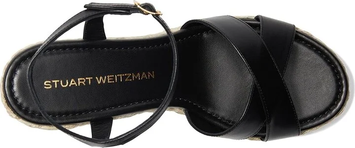 Stuart Weitzman Dayna Espadrille Wedge Women's Wedge Shoes Black/Natural : 7.5 M, Leather - Image 2