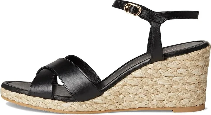 Stuart Weitzman Dayna Espadrille Wedge Women's Wedge Shoes Black/Natural : 7.5 M, Leather - Image 6
