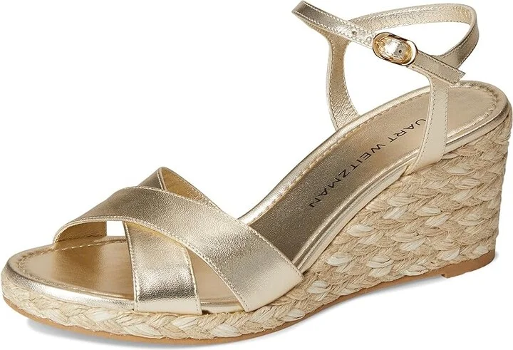 Stuart Weitzman Dayna Espadrille Wedge Women's Wedge Shoes Light Gold/Natural : 8 M, Leather - Image 5