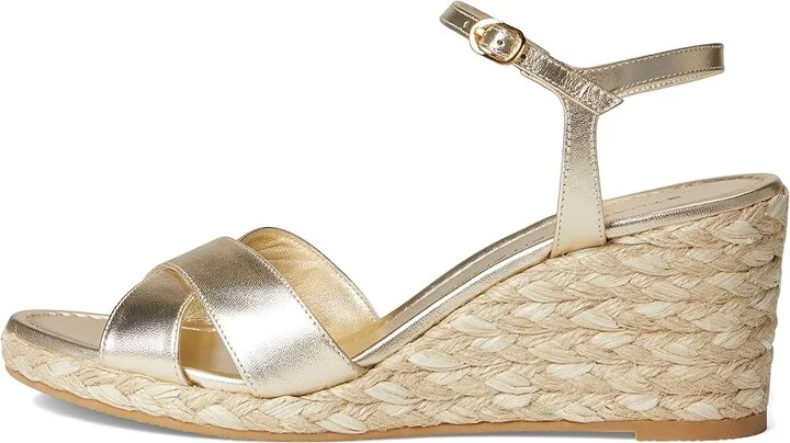 Stuart Weitzman Dayna Espadrille Wedge Women's Wedge Shoes Light Gold/Natural : 8 M, Leather - Image 6