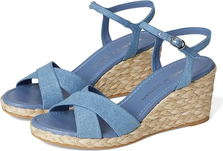 Stuart Weitzman Dayna Espadrille Wedge Women's Wedge Shoes Washed/Natural : 7.5 M, Leather