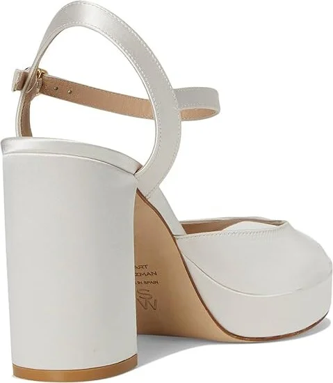 Stuart Weitzman Dayna Ii Platform Women's Sandals Cream : 10.5 M, Leather - Image 4