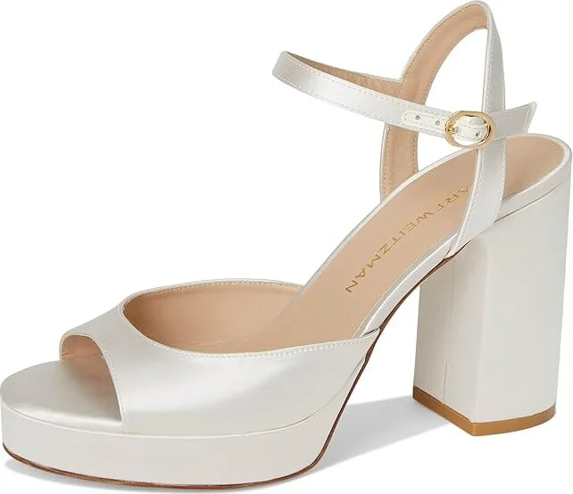 Stuart Weitzman Dayna Ii Platform Women's Sandals Cream : 10.5 M, Leather - Image 5