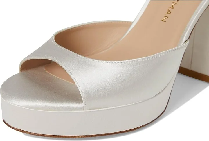 Stuart Weitzman Dayna Ii Platform Women's Sandals Cream : 10.5 M, Leather - Image 7