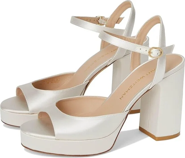 Stuart Weitzman Dayna Ii Platform Women's Sandals Cream : 10.5 M, Leather