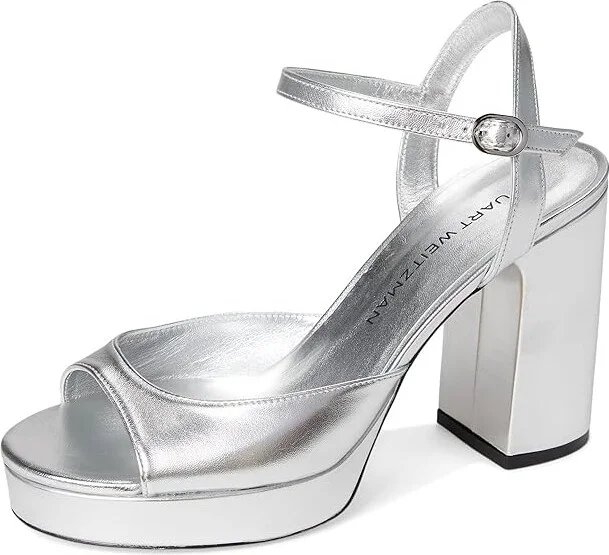 Stuart Weitzman Dayna Ii Platform Women's Sandals Silver : 12 M, Leather - Image 5
