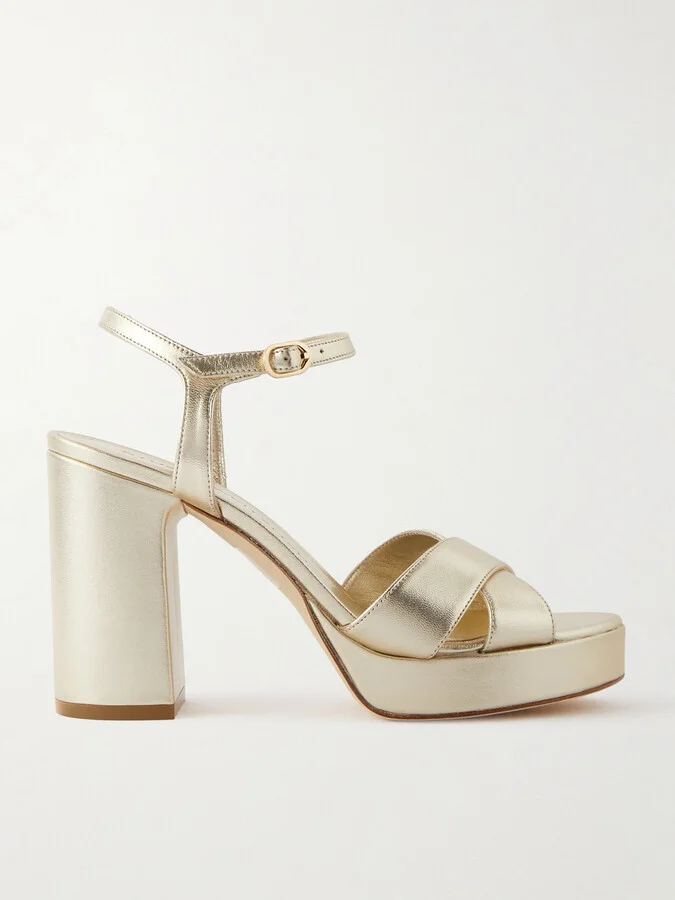 Stuart Weitzman - Dayna Metallic Leather Platform Sandals - Gold