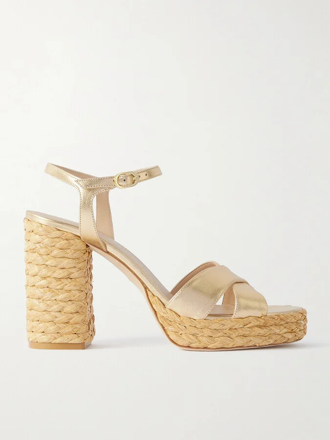 Stuart Weitzman - Dayna Metallic Leather Platform Sandals - Gold