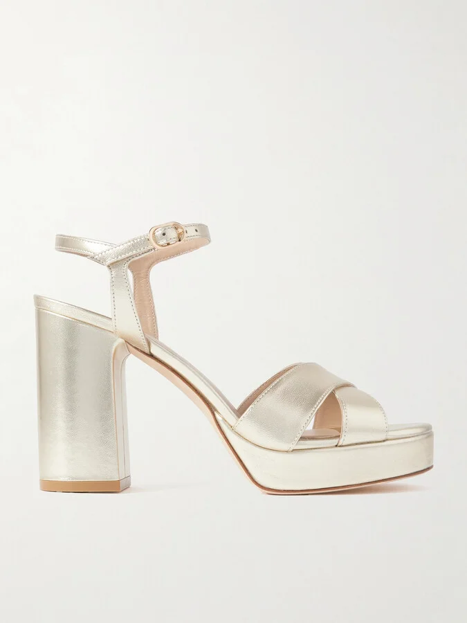 Stuart Weitzman - Dayna Metallic Leather Platform Sandals - Gold