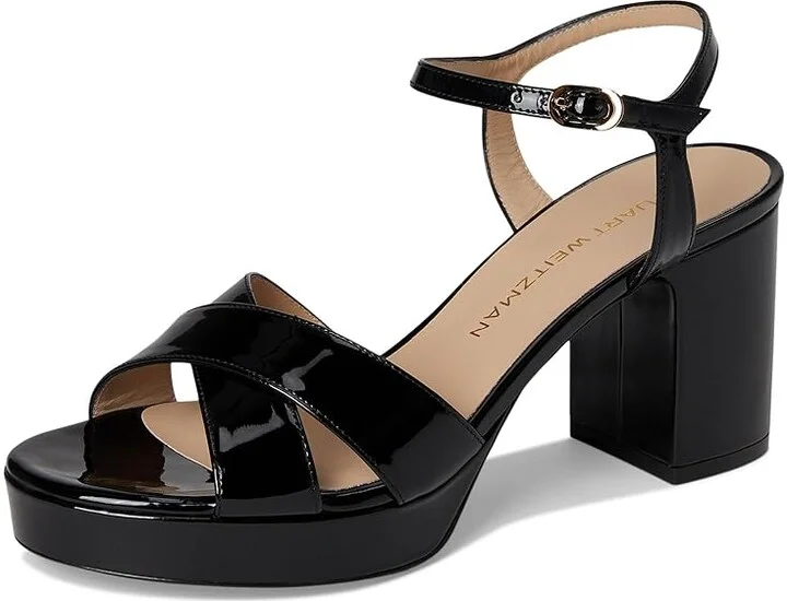 Stuart Weitzman Dayna Platform 80 Women's Wedge Shoes Black : 6.5 M, Leather - Image 5