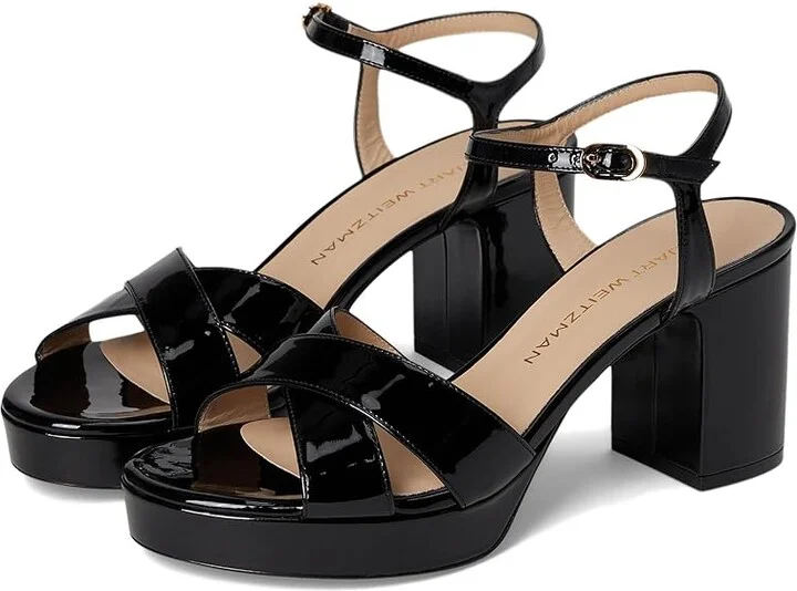 Stuart Weitzman Dayna Platform 80 Women's Wedge Shoes Black : 6.5 M, Leather