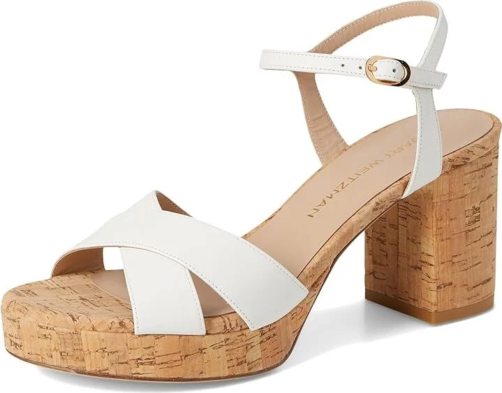 Stuart Weitzman Dayna Platform 80 Women's Wedge Shoes Cream : 11 M, Leather - Image 5