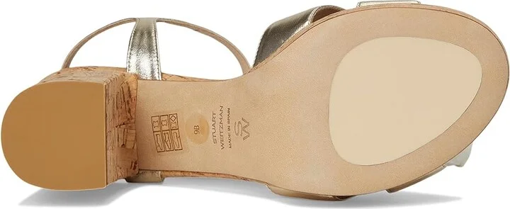 Stuart Weitzman Dayna Platform 80 Women's Wedge Shoes Light Gold : 6.5 M, Leather - Image 3