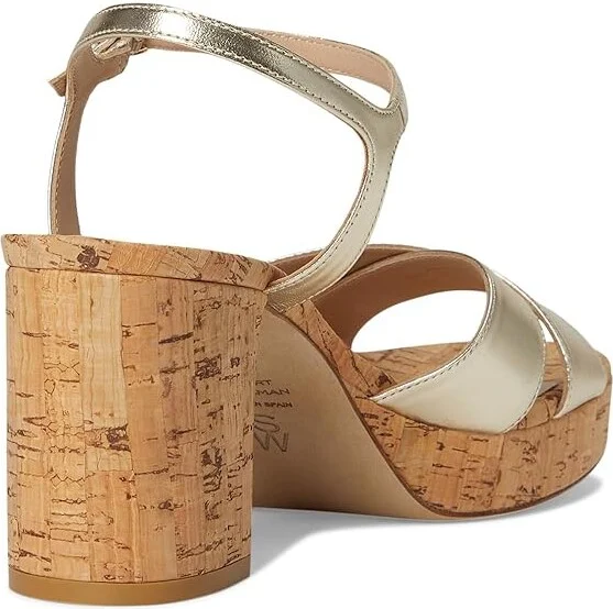 Stuart Weitzman Dayna Platform 80 Women's Wedge Shoes Light Gold : 6.5 M, Leather - Image 4
