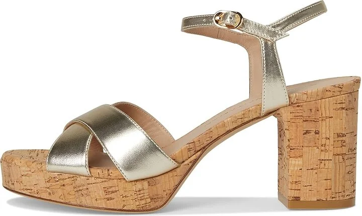 Stuart Weitzman Dayna Platform 80 Women's Wedge Shoes Light Gold : 6.5 M, Leather - Image 6