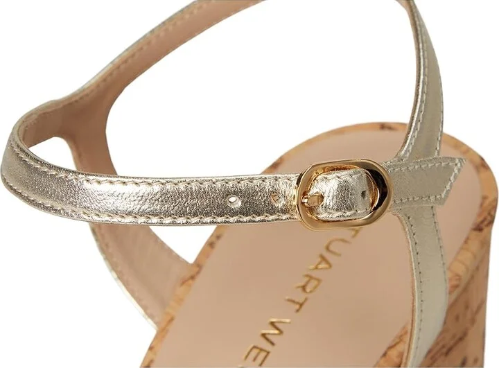 Stuart Weitzman Dayna Platform 80 Women's Wedge Shoes Light Gold : 6.5 M, Leather - Image 7