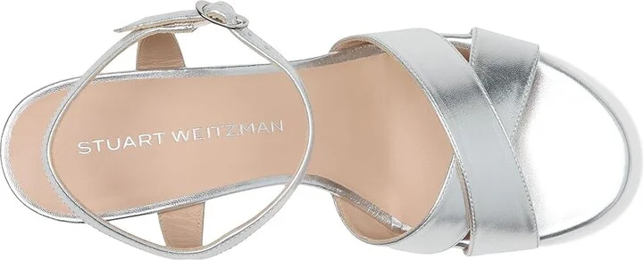 Stuart Weitzman Dayna Platform 80 Women's Wedge Shoes Silver : 9.5 M, Leather - Image 2