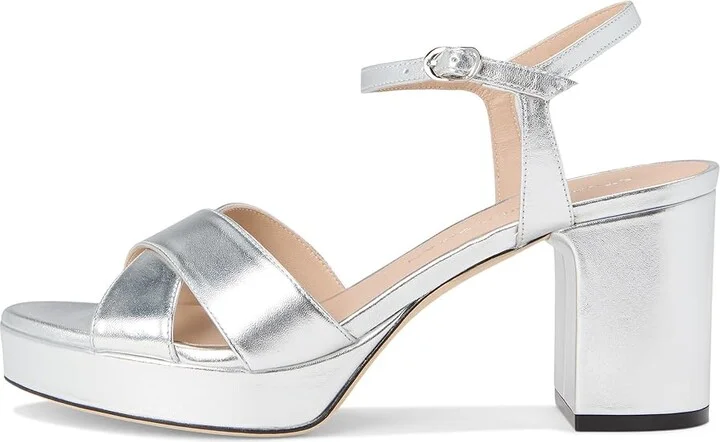 Stuart Weitzman Dayna Platform 80 Women's Wedge Shoes Silver : 9.5 M, Leather - Image 6