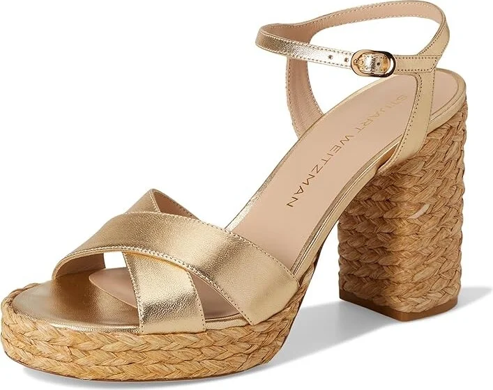 Stuart Weitzman Dayna Platform Sandal Women's Sandals Golden/Natural : 10.5 M, Leather - Image 5