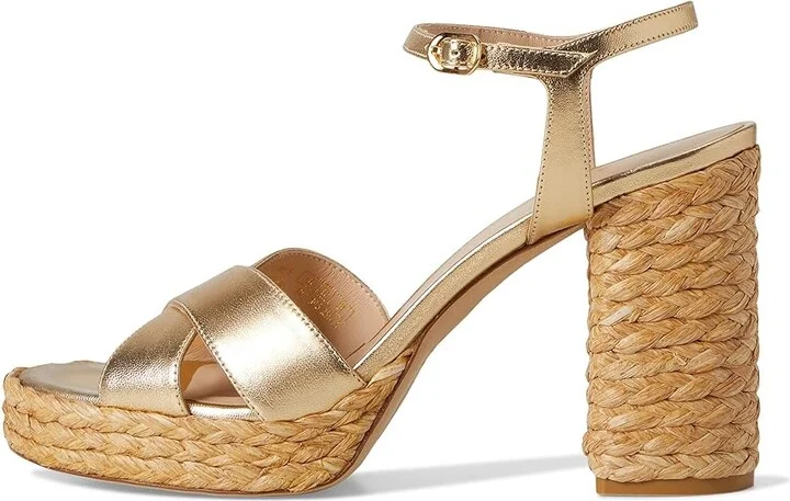 Stuart Weitzman Dayna Platform Sandal Women's Sandals Golden/Natural : 10.5 M, Leather - Image 6