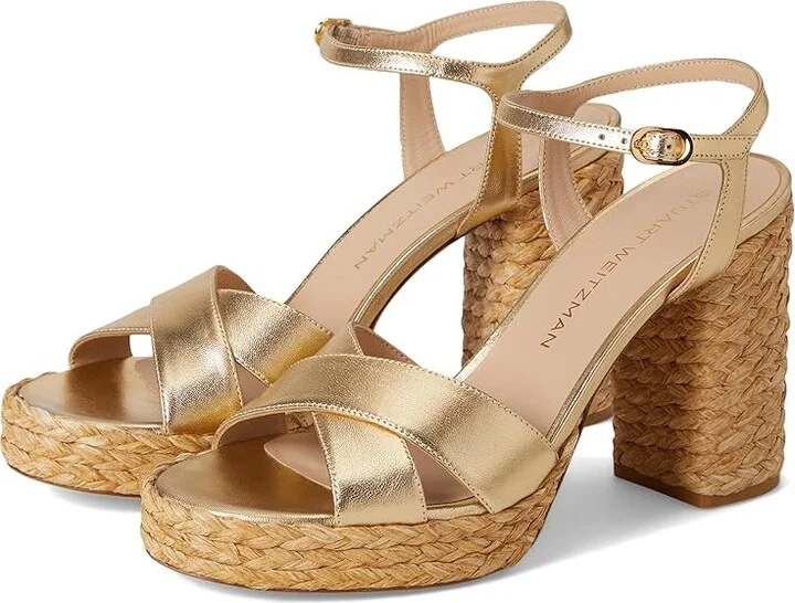 Stuart Weitzman Dayna Platform Sandal Women's Sandals Golden/Natural : 10.5 M, Leather