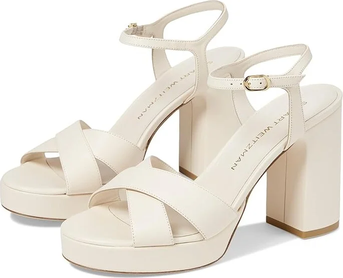 Stuart Weitzman Dayna Platform Sandal Women's Sandals Seashell : 9.5 M, Leather