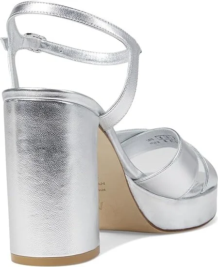 Stuart Weitzman Dayna Platform Sandal Women's Sandals Silver : 6 M, Leather - Image 4