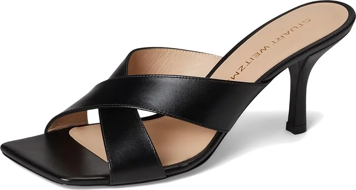 Stuart Weitzman Dayna Slide 75 Women's Wedge Shoes Black : 8.5 M, Leather - Image 5