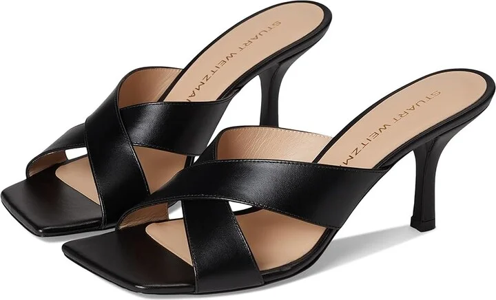 Stuart Weitzman Dayna Slide 75 Women's Wedge Shoes Black : 8.5 M, Leather