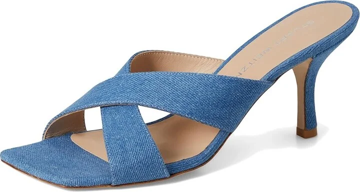 Stuart Weitzman Dayna Slide 75 Women's Wedge Shoes Washed : 9 M, Leather - Image 5