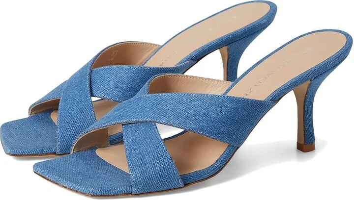 Stuart Weitzman Dayna Slide 75 Women's Wedge Shoes Washed : 9 M, Leather