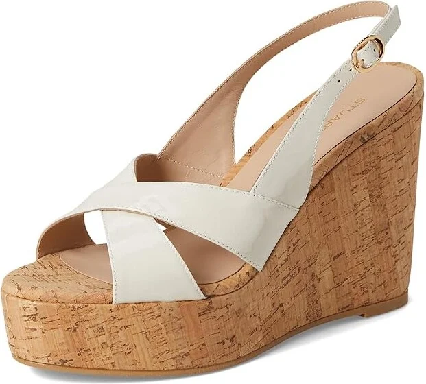 Stuart Weitzman Dayna Slingback Wedge Women's Wedge Shoes Cream : 9 M, Leather - Image 5