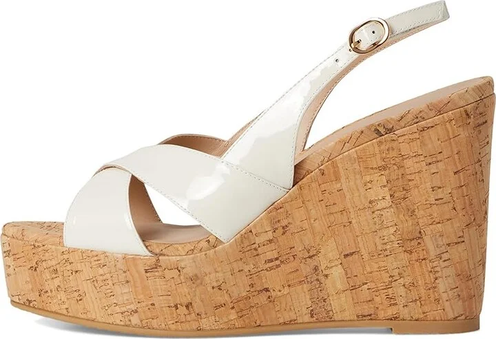 Stuart Weitzman Dayna Slingback Wedge Women's Wedge Shoes Cream : 9 M, Leather - Image 6