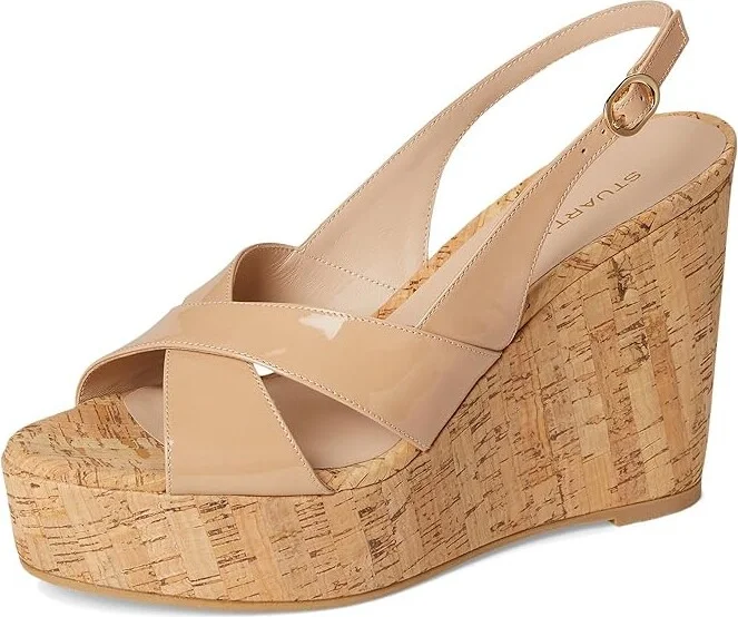 Stuart Weitzman Dayna Slingback Wedge Women's Wedge Shoes Cream : 9 M, Leather - Image 11