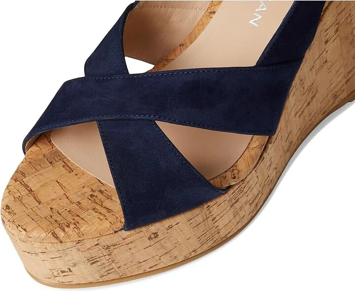 Stuart Weitzman Dayna Slingback Wedge Women's Wedge Shoes Nice Blue : 10 M, Leather - Image 7