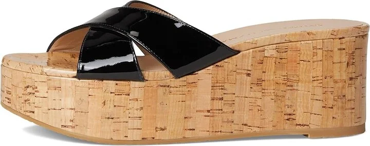 Stuart Weitzman Dayna Wedge Slide Women's Wedge Shoes Black : 7.5 M, Leather - Image 6