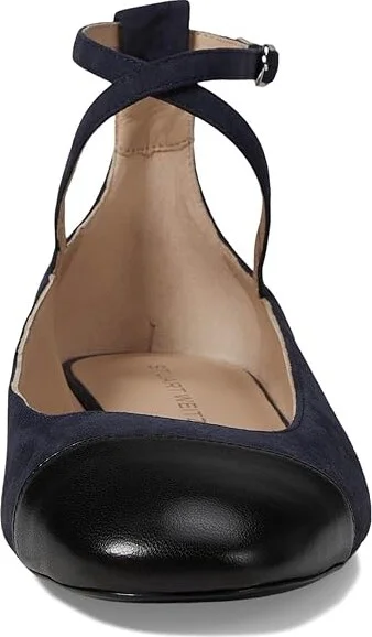 Stuart Weitzman Eden Strap Flat Women's Flat Shoes Marine Blue/Black : 6 M, Leather/Rubber - Image 2
