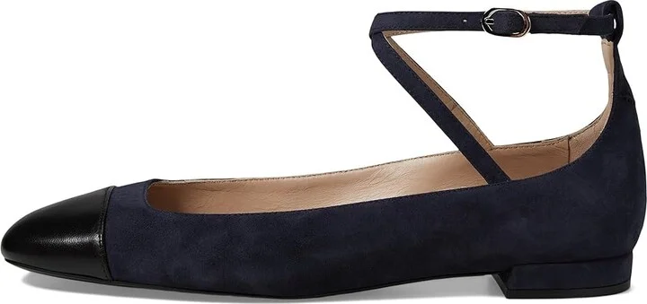 Stuart Weitzman Eden Strap Flat Women's Flat Shoes Marine Blue/Black : 6 M, Leather/Rubber - Image 5