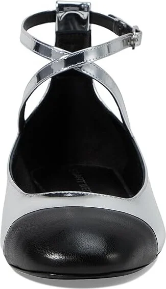 Stuart Weitzman Eden Strap Flat Women's Flat Shoes Silver/Black : 7.5 M, Leather/Rubber - Image 2