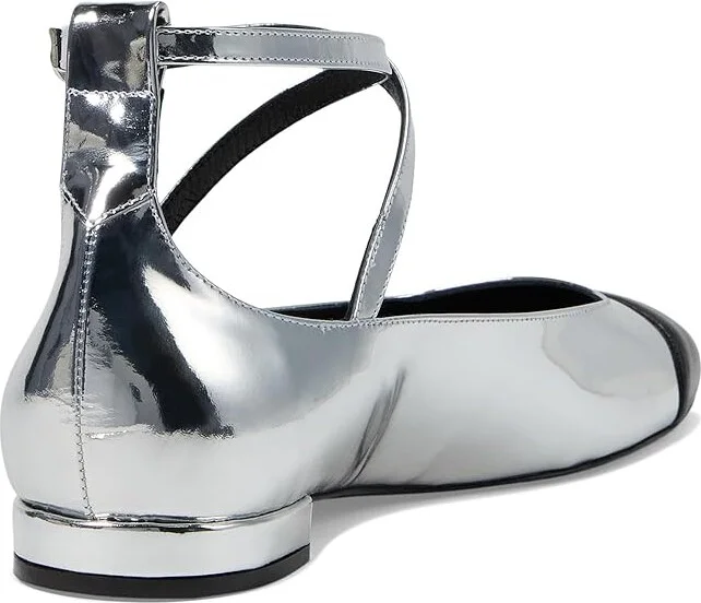 Stuart Weitzman Eden Strap Flat Women's Flat Shoes Silver/Black : 7.5 M, Leather/Rubber - Image 4