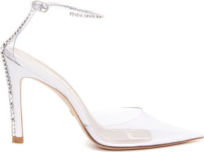 Stuart Weitzman Embellished Ankle Strap Pumps