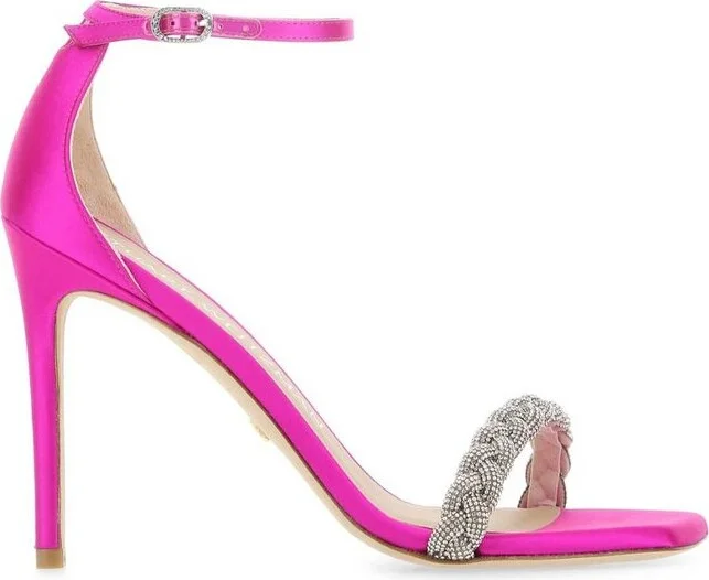 Stuart Weitzman Embellished Ankle Strap Sandals