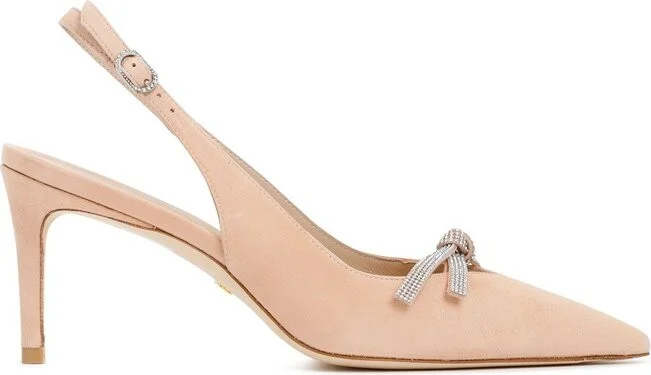 Stuart Weitzman Embellished Bow Detailed Slingback Pumps